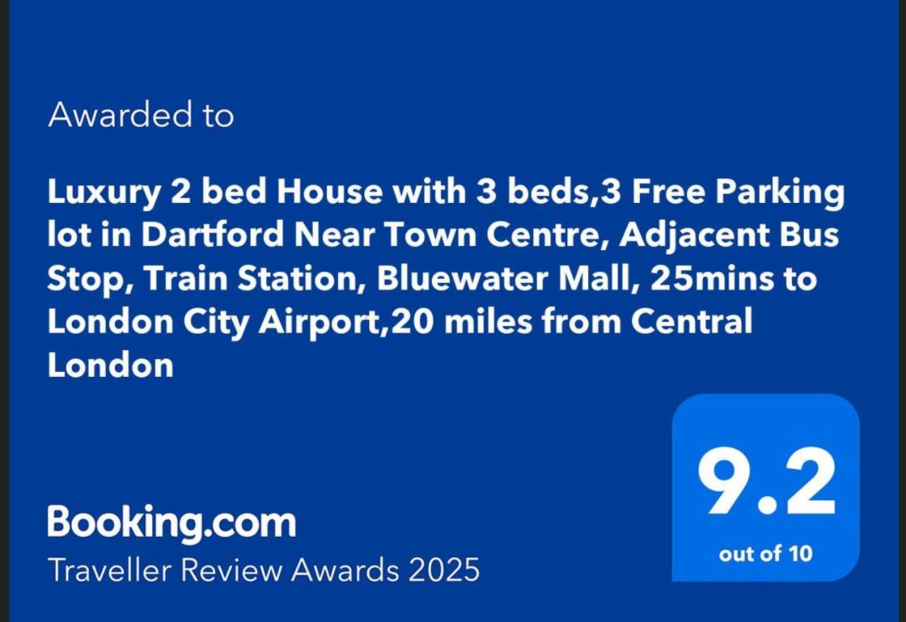 Luxury 2 Bed House With 3 Beds,3 Free Parking Lot In Dartford Near Town Centre, Adjacent Bus Stop, Train Station, Bluewater Mall, 25Mins To London City Airport,20 Miles From Central London Ngoại thất bức ảnh